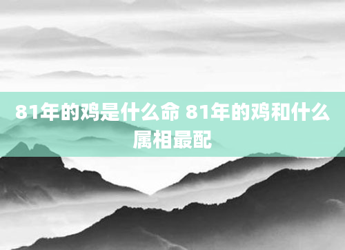 81年的鸡是什么命 81年的鸡和什么属相最配