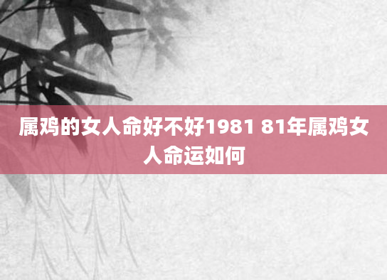 属鸡的女人命好不好1981 81年属鸡女人命运如何