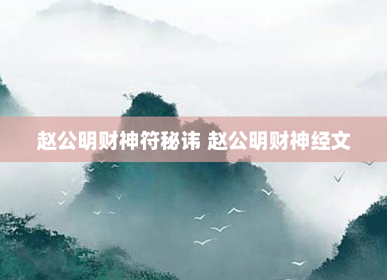 赵公明财神符秘讳 赵公明财神经文