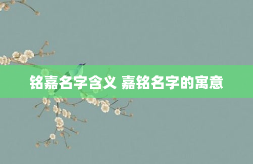 铭嘉名字含义 嘉铭名字的寓意