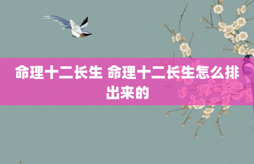 命理十二长生 命理十二长生怎么排出来的