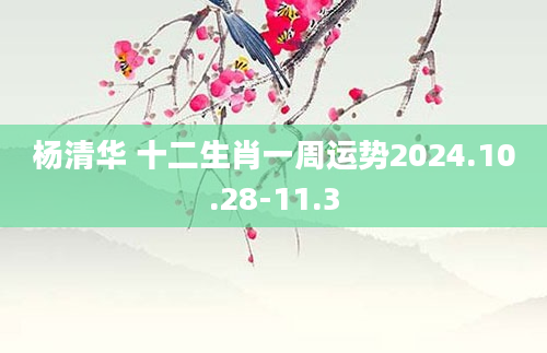 杨清华 十二生肖一周运势2024.10.28-11.3