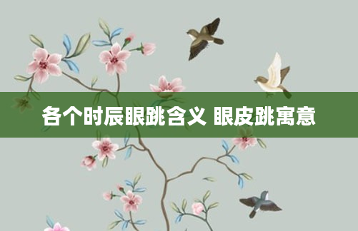 各个时辰眼跳含义 眼皮跳寓意