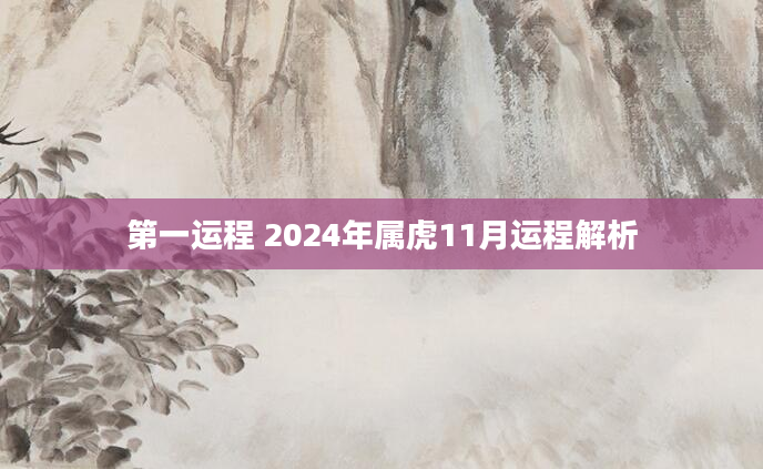 第一运程 2024年属虎11月运程解析