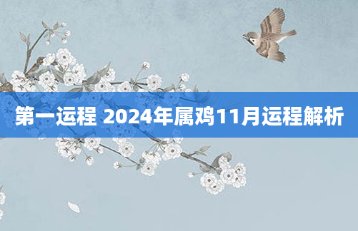第一运程 2024年属鸡11月运程解析