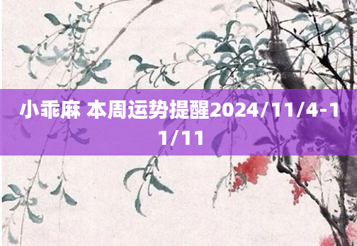 小乖麻 本周运势提醒2024/11/4-11/11