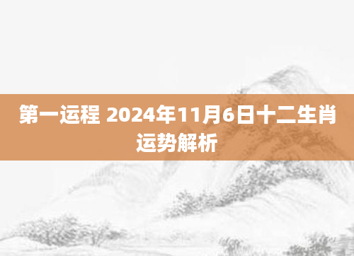 第一运程 2024年11月6日十二生肖运势解析