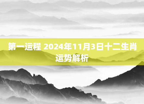 第一运程 2024年11月3日十二生肖运势解析