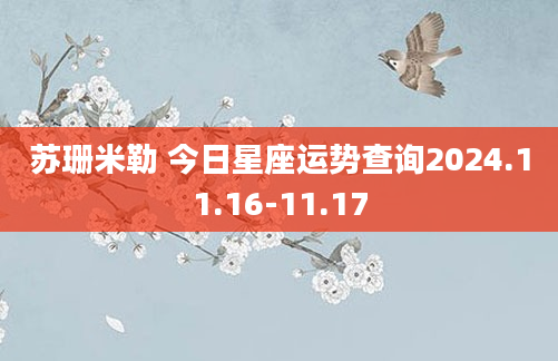 苏珊米勒 今日星座运势查询2024.11.16-11.17