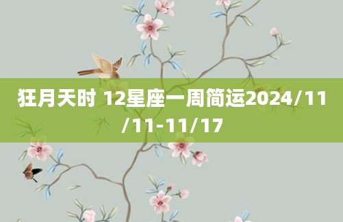 狂月天时 12星座一周简运2024/11/11-11/17