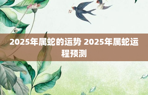 2025年属蛇的运势 2025年属蛇运程预测