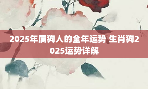 2025年属狗人的全年运势 生肖狗2025运势详解