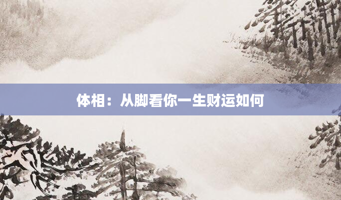 体相：从脚看你一生财运如何