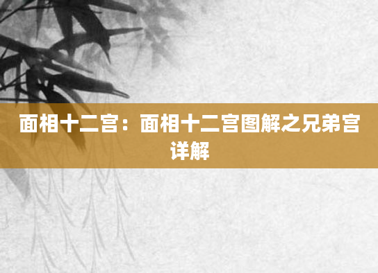 面相十二宫：面相十二宫图解之兄弟宫详解