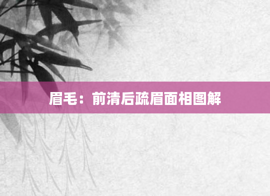 眉毛：前清后疏眉面相图解