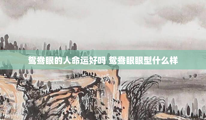 鸳鸯眼的人命运好吗 鸳鸯眼眼型什么样