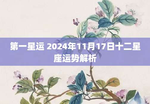 第一星运 2024年11月17日十二星座运势解析
