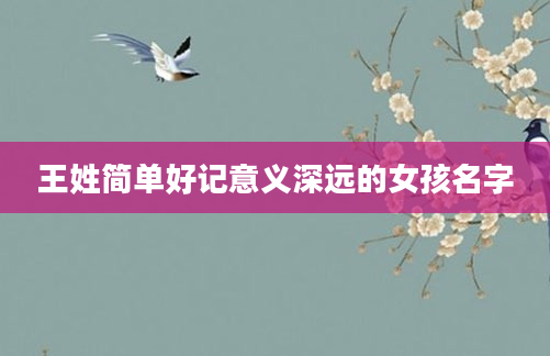 王姓简单好记意义深远的女孩名字