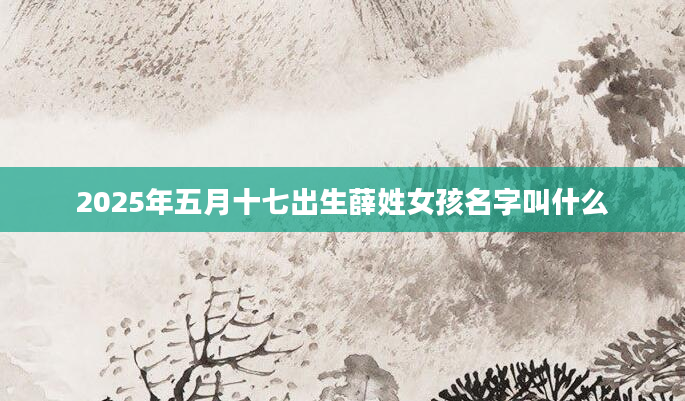 2025年五月十七出生薛姓女孩名字叫什么