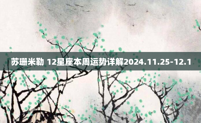 苏珊米勒 12星座本周运势详解2024.11.25-12.1
