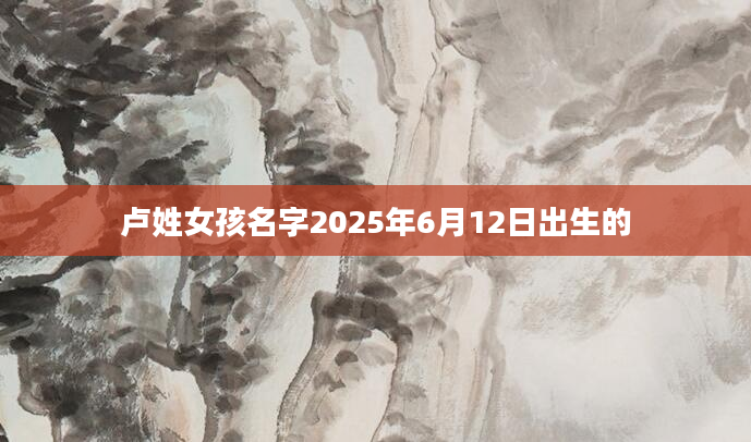卢姓女孩名字2025年6月12日出生的