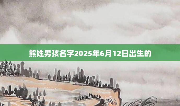 熊姓男孩名字2025年6月12日出生的