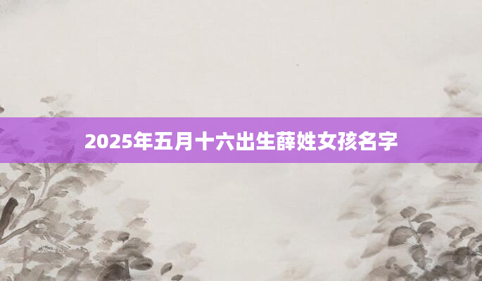 2025年五月十六出生薛姓女孩名字