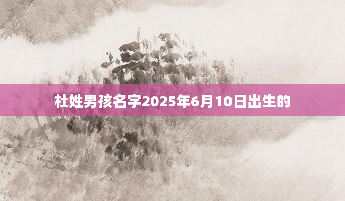 杜姓男孩名字2025年6月10日出生的