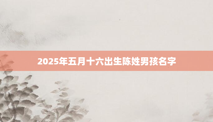 2025年五月十六出生陈姓男孩名字