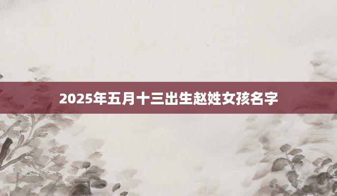 2025年五月十三出生赵姓女孩名字