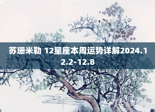 苏珊米勒 12星座本周运势详解2024.12.2-12.8