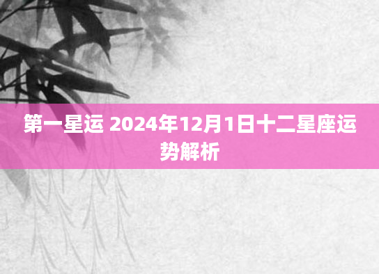第一星运 2024年12月1日十二星座运势解析