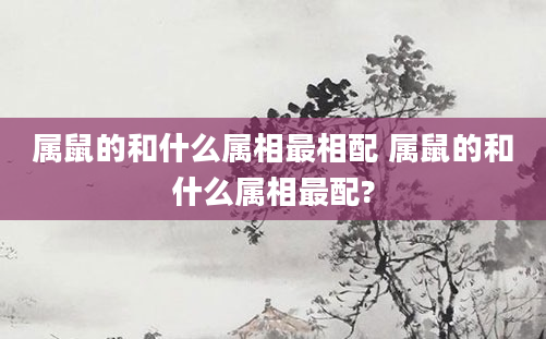 属鼠的和什么属相最相配 属鼠的和什么属相最配?