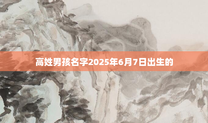 高姓男孩名字2025年6月7日出生的