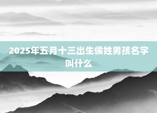 2025年五月十三出生侯姓男孩名字叫什么