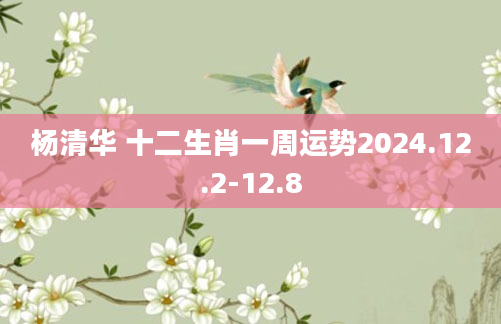 杨清华 十二生肖一周运势2024.12.2-12.8