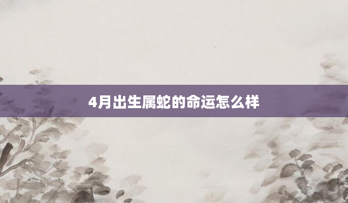 4月出生属蛇的命运怎么样