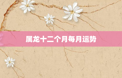 属龙十二个月每月运势