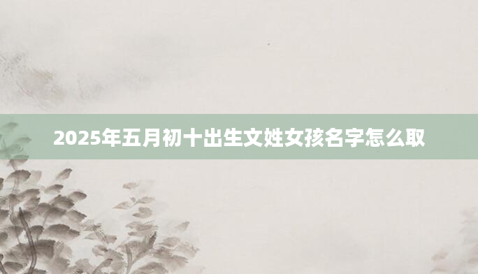 2025年五月初十出生文姓女孩名字怎么取