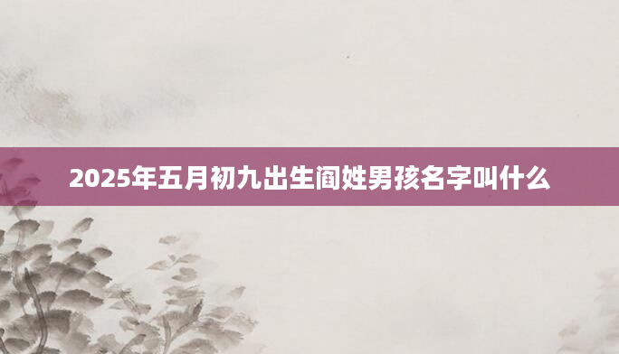 2025年五月初九出生阎姓男孩名字叫什么