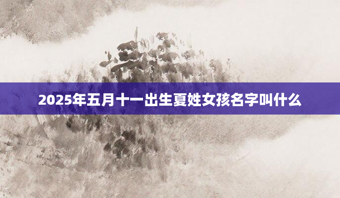 2025年五月十一出生夏姓女孩名字叫什么