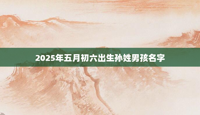 2025年五月初六出生孙姓男孩名字