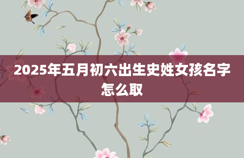 2025年五月初六出生史姓女孩名字怎么取