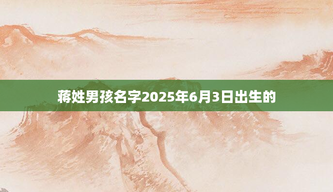蒋姓男孩名字2025年6月3日出生的