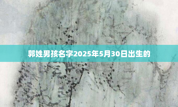 郭姓男孩名字2025年5月30日出生的