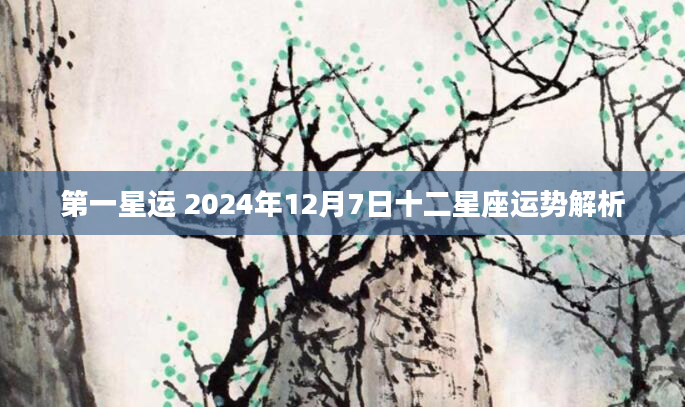 第一星运 2024年12月7日十二星座运势解析