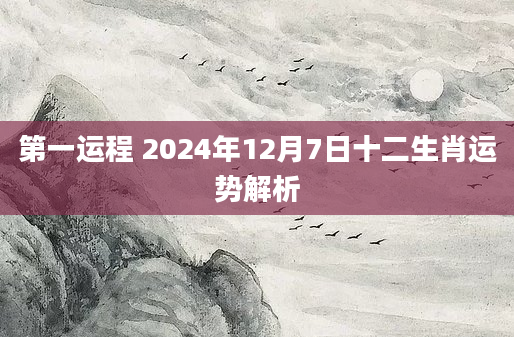 第一运程 2024年12月7日十二生肖运势解析