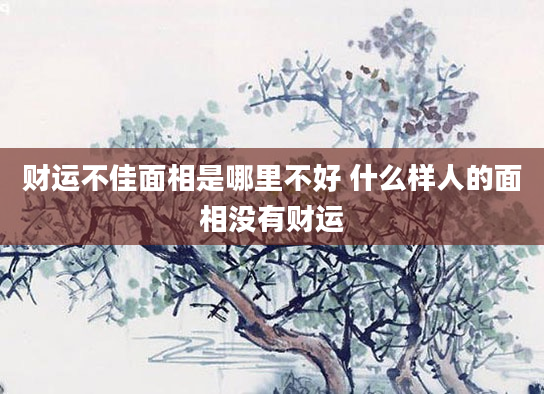 财运不佳面相是哪里不好 什么样人的面相没有财运