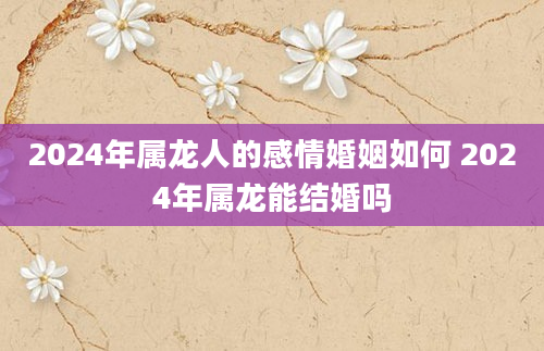 2024年属龙人的感情婚姻如何 2024年属龙能结婚吗
