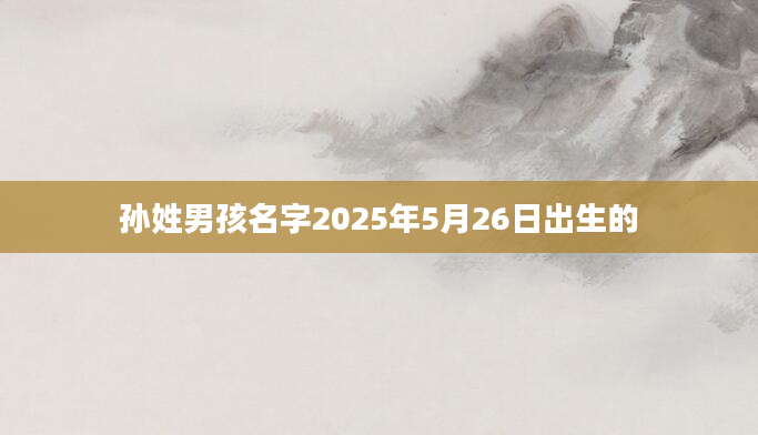 孙姓男孩名字2025年5月26日出生的